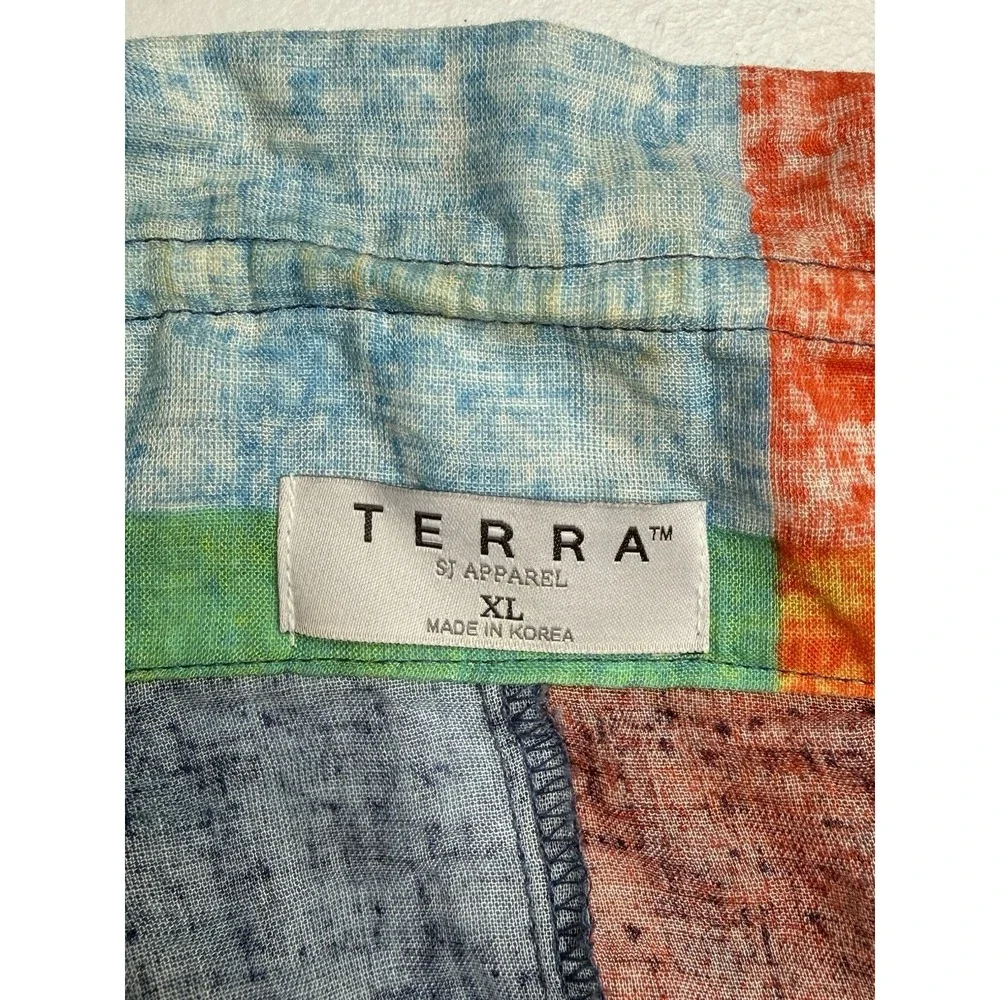 TERRA SJ Apparel XL Multicolor Patchwork Button-up Tunic Blouse Lagenlook -2807 - Picture 4 of 8